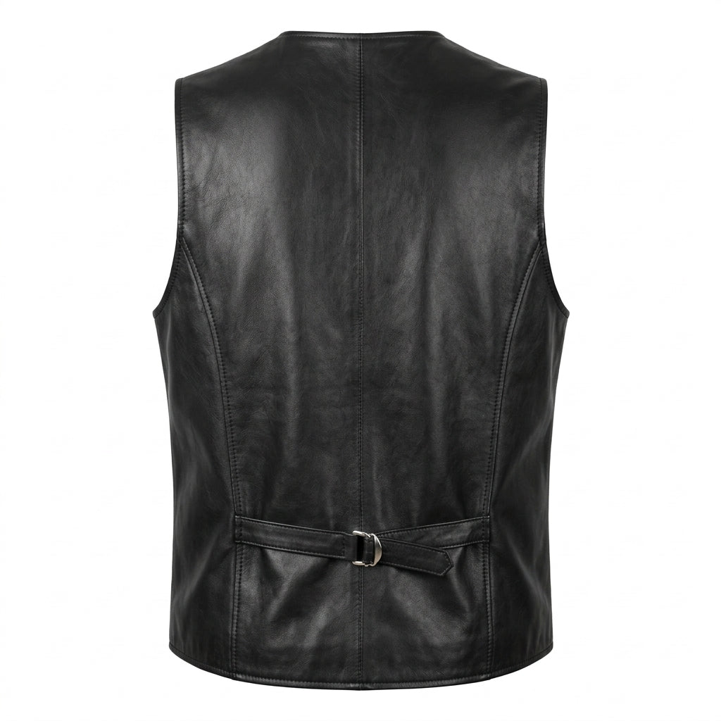 Men's Black Leather Vest
