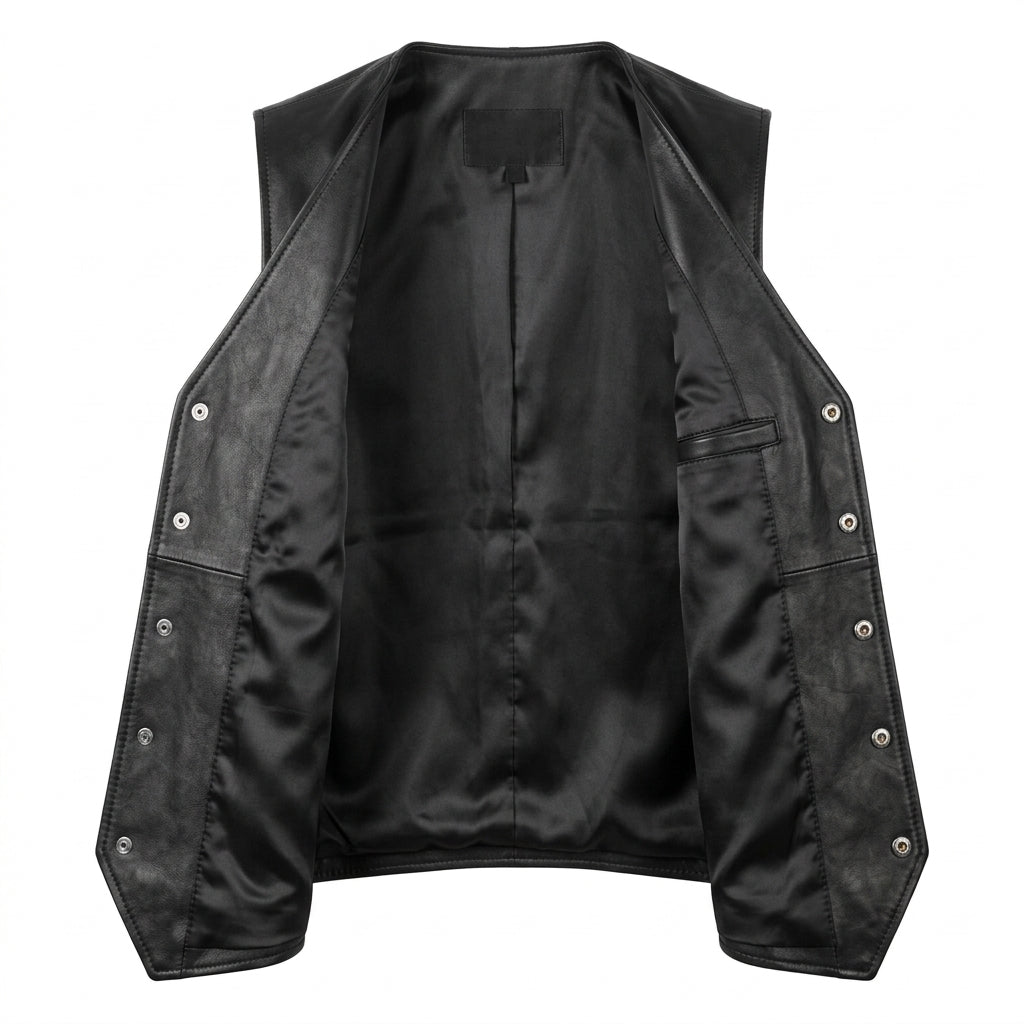 Men's Black Leather Vest