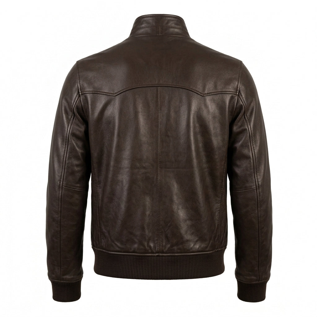 Men's Dark Brown Leather Harrington Jacket