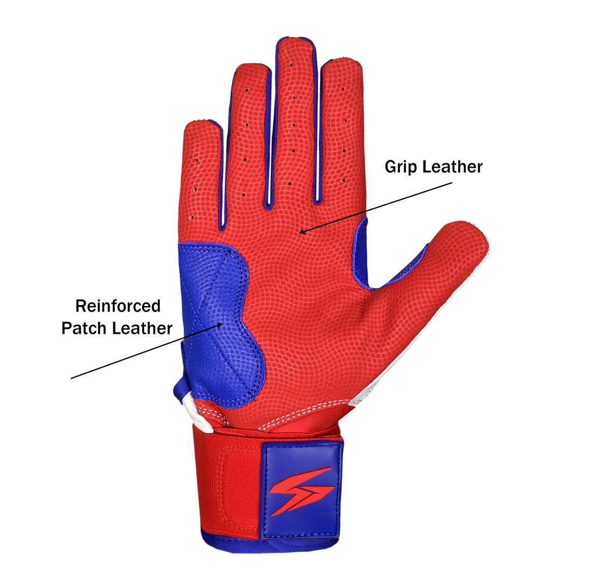 STRYKER Baseball Gloves – Premium Red, White & Royal Blue Sports Gloves
