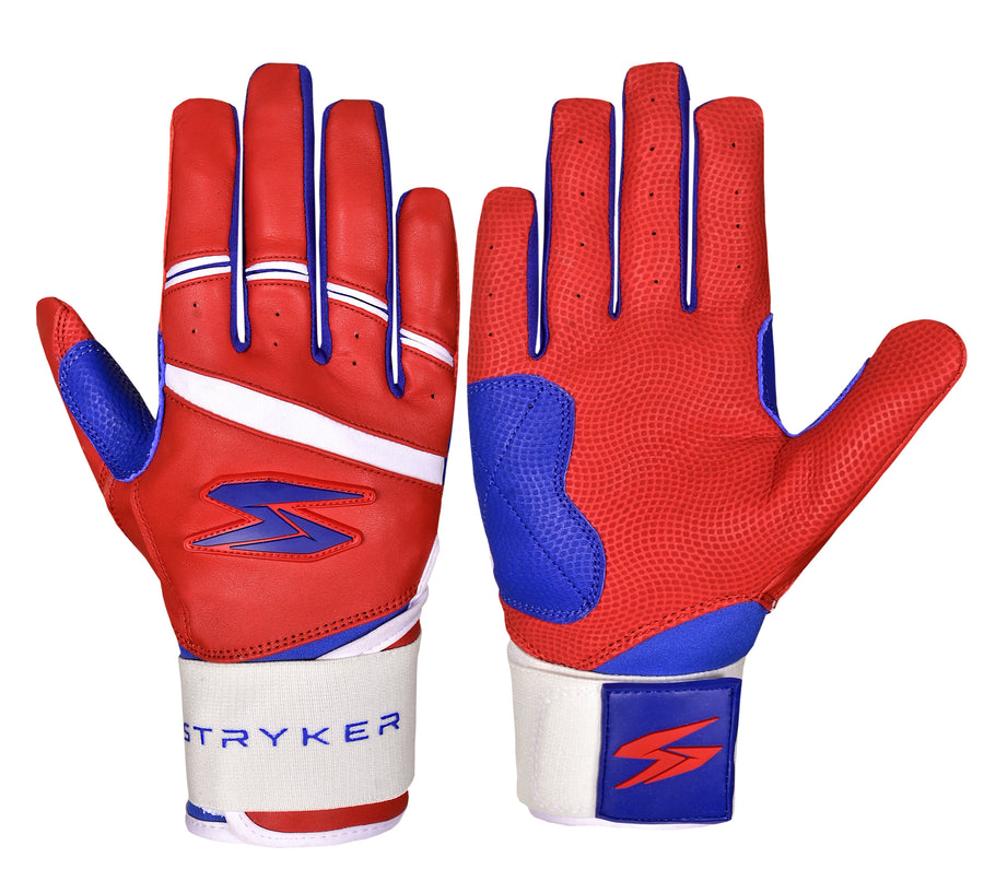 STRYKER Baseball Gloves – Premium Red, White & Royal Blue Sports Gloves