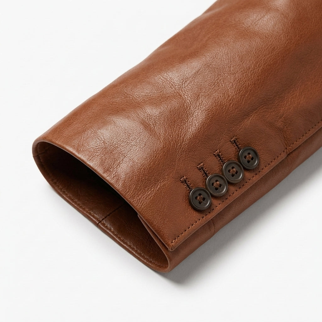 Men's Cognac Brown Leather Blazer