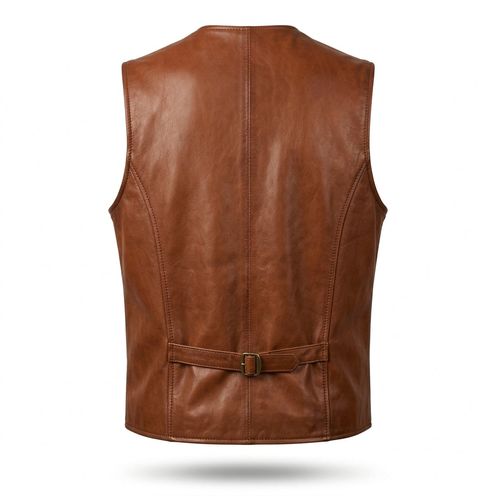 Men's Cognac Brown Leather Vest