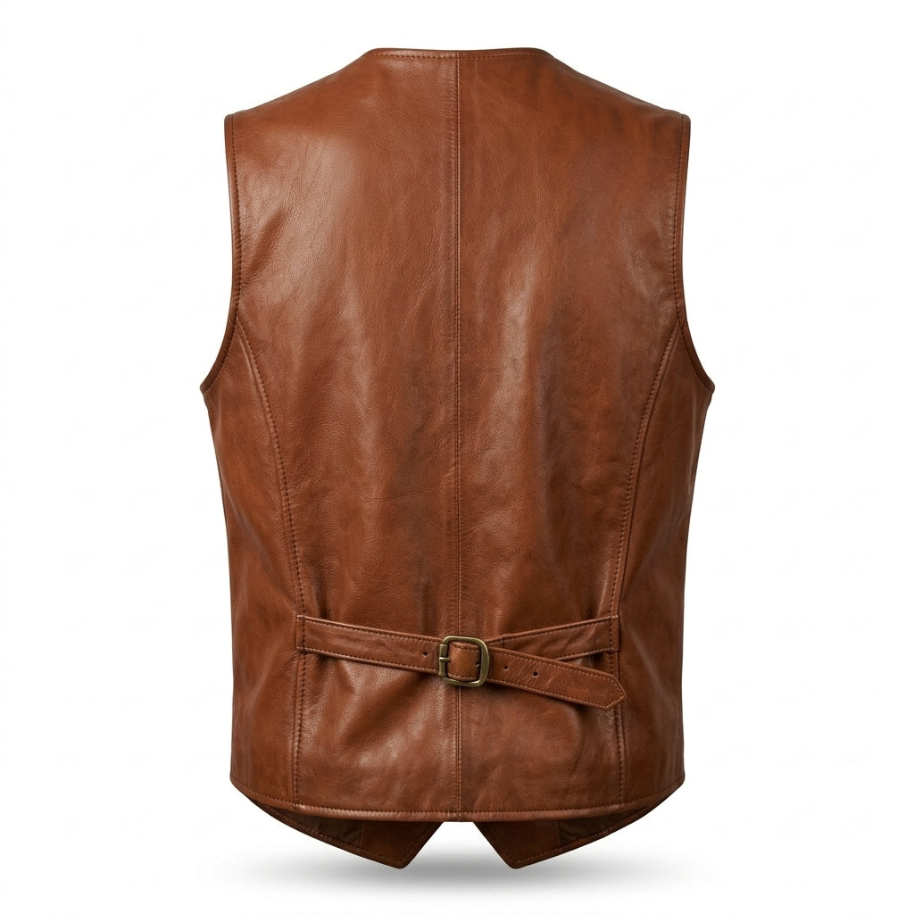Men's Cognac Brown Leather Vest