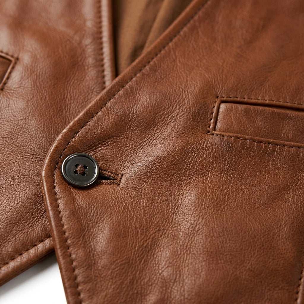 Men's Cognac Brown Leather Vest