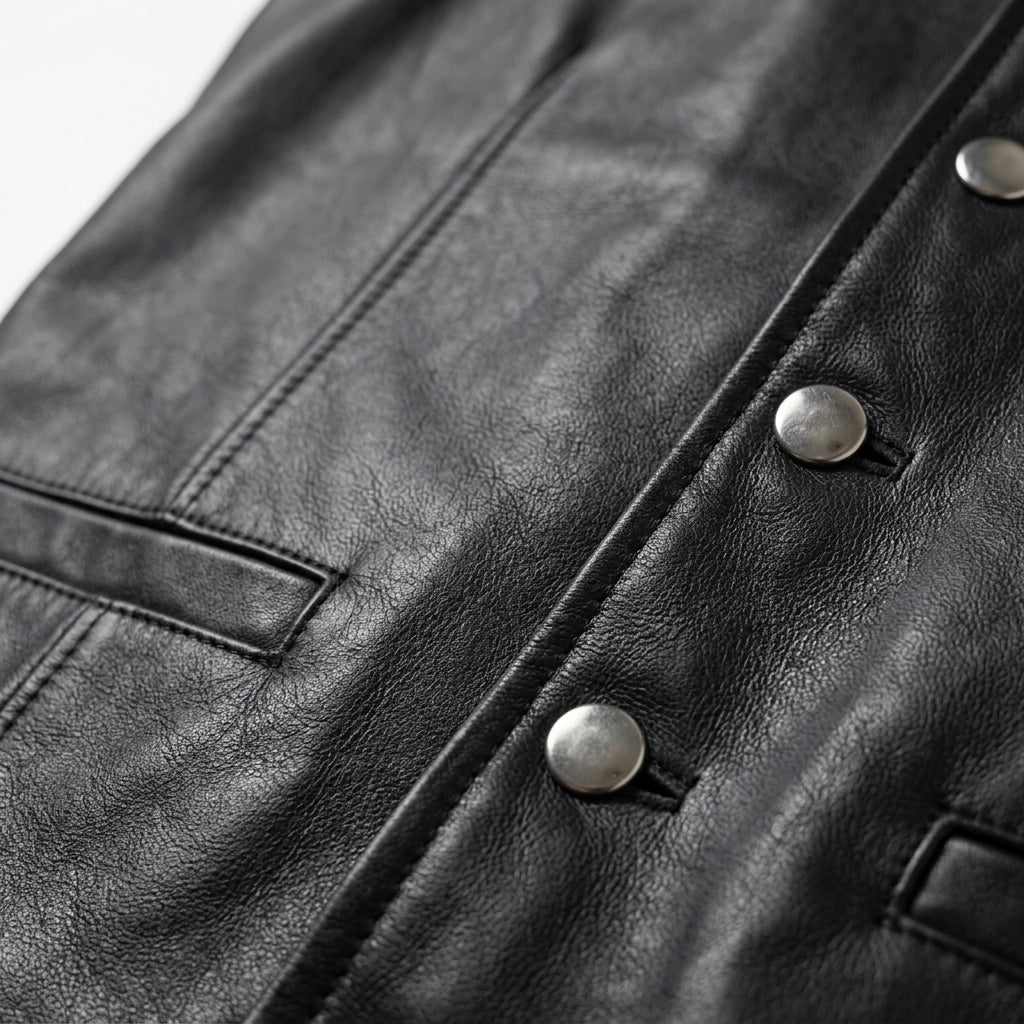 Men's Black Leather Vest