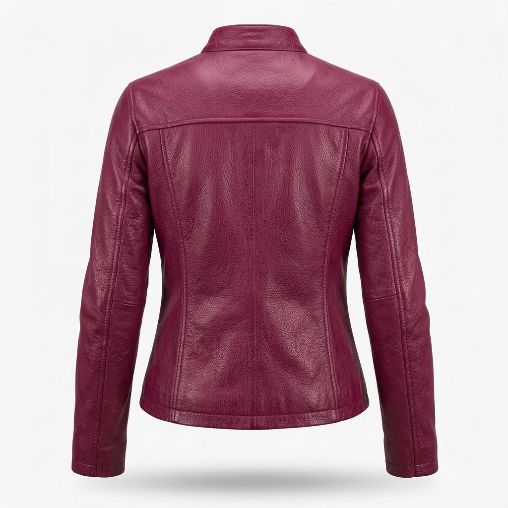 Women's Berry Magenta Pebbled Leather Jacket