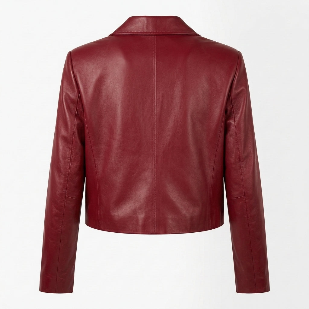 Women's Red Cropped Leather Blazer