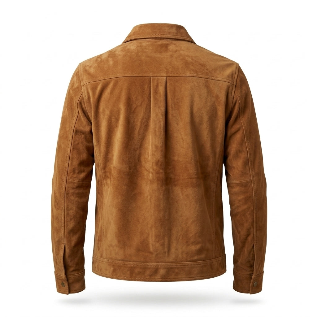 Men's Tan Suede Leather Overshirt Jacket